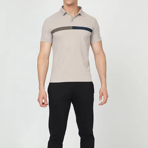 เสื้อโปโลผู้ชายแบบใหม่ OEM ปักโลโก้ตามสั่ง เสื้อโปโลสีตัดต่อ สวมใส่สบายๆ และเหมาะสำหรับกิจกรรมกลางแจ้ง - Product Image 6