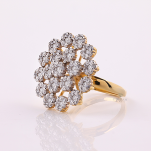 Yellow <b>Gold</b> 14KT Floral Lab Diamond Cluster <b>Ring</b> Vintage Inspired Luxury Statement <b>Cocktail</b> <b>Ring</b> Bridal Anniversary Fashion - Product Image 4