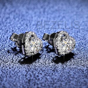 Boucles d'oreilles en diamant en forme de cœur, taille brillant rond, cultivées en laboratoire, bijoux fins romantiques pour femmes - Product Image 3
