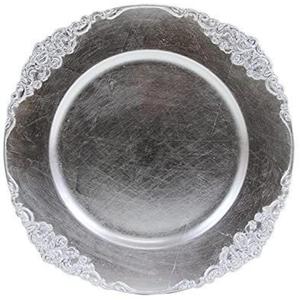 Plato de presentación redondo antiguo de 13 pulgadas con borde de diseño grabado personalizado, platos de metal de calidad alimentaria para restaurantes, eventos y uso como vajilla. - Product Image 6