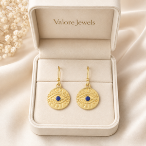 ต่างหูนาซาร์ |   ต่างหูทรงหยดน้ำประดับด้วยลาพิส ลาซูลี ชุบทอง 18K - Product Image 6