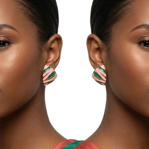 Pendientes de Oro de 14K con Estampado Animal Rosa y Verde, Joyería de Moda para Mujer, Pendientes Elegantes con Patrón, Accesorio de Regalo para Fiestas - Product Image 3