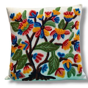 Custom Vintage Square Floral Embroidered 100% Cotton Button Closure Handmade Decorative Throw Pillow Cover for Home Decor - Product Image 4