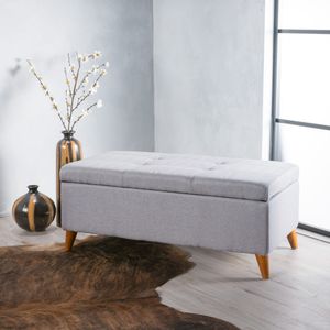 Ainsley Tufted Button <b>Storage</b> Ottoman Bench <b>with</b> Hinged Lid for Home Decor in Living Room or Bedroom Stylish <b>Stools</b> & Ottomans - Product Image 5