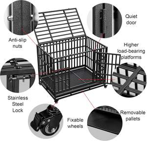 Heavy Duty in metallo canile e cassa per cani di grossa taglia facile montaggio Pet box con ruote e vassoio rimovibile per gli uccelli - Product Image 5