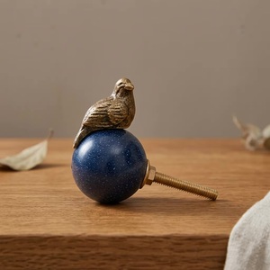 Beads Art Resin Wood Metal <b>Drawer</b> <b>Knob</b> <b>Silver</b> Bird Topper Blue Contemporary Design Eco-Friendly Adjustable Bedroom Furniture - Product Image 5