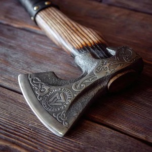 Custom Outdoor Handmade Head Viking <b>Axe</b> Wooden Handle High Carbon Steel Blade for <b>Camping</b> Bushcraft Industrial Grade Use - Product Image 4
