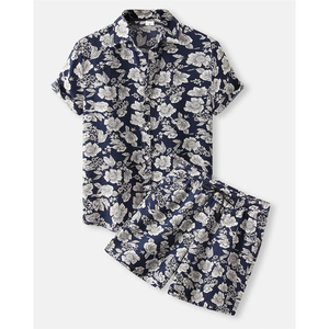 Ensemble de shorts d'été décontractés pour hommes avec imprimé aquarelle abstrait et motif géométrique sérigraphié - Product Image 4