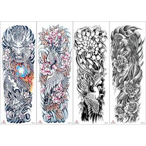 Tatouages temporaires personnalisés réalistes à manches longues, motif dragon japonais, geisha, crâne, fleur, 4 couleurs, design sûr et non toxique - Product Image 6