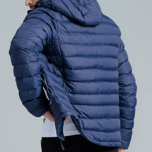 Veste matelassée à capuche pour homme, coupe-vent, manteau d'hiver décontracté, coupe régulière, fermeture éclair, couleur unie, col montant - Product Image 5