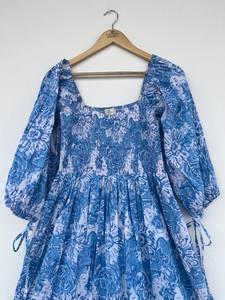 Women's Girls' Pure Cotton Maxi <b>Dress</b> Indian Block Print Casual Summer <b>Evening</b> Party Trendy New Wholesale Long Midi <b>Dress</b> - Product Image 2