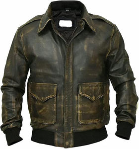 Chaqueta de Aviador de Cuero Vacuno Marrón Desgastado Estilo Vintage G1 para Hombre, Venta al Por Mayor - Product Image 5