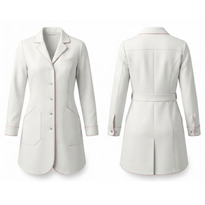 Blouse de travail médicale pour femmes, coupe ajustée, manches longues, uniforme de laboratoire, vêtements professionnels pour médecins avec plusieurs poches utilitaires - Product Image 1
