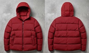 Veste matelassée à capuche bleu marine HAMILO SPORTS, unisexe, pour adulte, manteau d'hiver, design matelassé, vue avant et arrière - Product Image 3