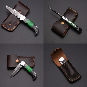 Couteau pliant artisanal en acier Damas, manche en bois de qualité supérieure, lame pointue, couteau de poche EDC pour le camping, la randonnée, la survie en plein air - Product Image 3
