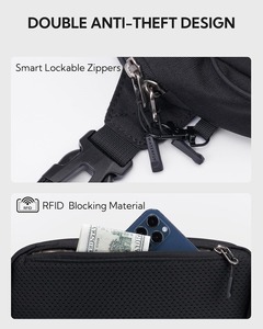 Riñonera Ligera de Nailon con Bolsillo Oculto, Cierre con Cremallera Bloqueable, Protección RFID, Bolso Cruzado para Viajes, Aire Libre y Gimnasio - Product Image 4
