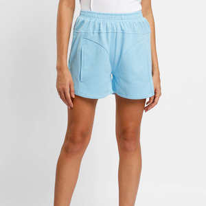Shorts de sport pour femme bleu ciel, taille mi-haute, en tissu éponge respirant et élastique, pour la gym, la course, l'entraînement, décontracté, été, vêtements de sport - Product Image 1