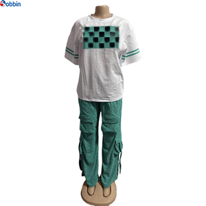 Conjunto de Dos Piezas Personalizado de Alta Calidad, Camiseta de Manga Corta Informal para Mujer, Tejido Transpirable de Peso Medio, Ecológico, y Pantalones Cargo - Product Image 2