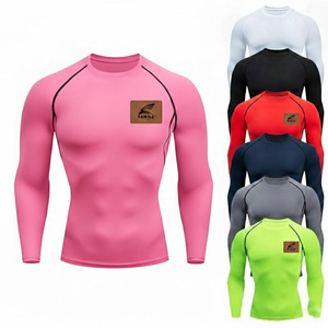 OEM Service Custom Logo Long Sleeve Gym Compression <b>Shirt</b> 100% Cotton Solid Pattern - Product Image 2