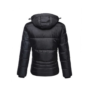 <b>Men's</b> Black Puffer Jacket <b>Hooded</b> Zipper Closure Windproof Casual Winter <b>Coat</b> Solid Color Polyester Regular Fit 2026 - Product Image 4