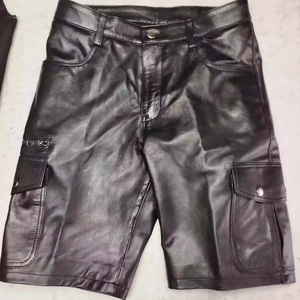 Pantalones Cortos de Cuero Premium para Hombre, Diseño Sólido de Alta Gama, Ajuste Cómodo, Ropa Casual de Calle, Moda de Verano, Resistentes al Viento - Product Image 6