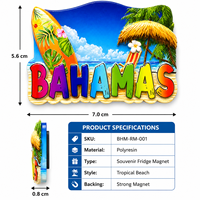 Magnet Kulkas Resin Kustom Bahama 3D Suvenir Perjalanan Pulau Karibia Magnet Kulkas Pantai Tropis Grosir Pabrik