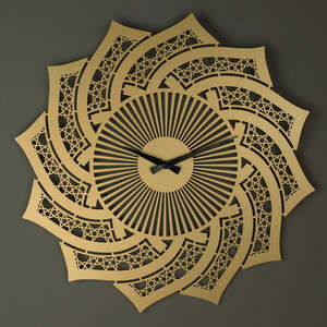 Islamic Silent Quartz <b>Wall</b> <b>Clock</b> Calendar Abstract Geometric Pattern Shape Iron <b>Design</b> Multi-piece Set for Diwali Living Room - Product Image 1