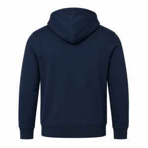 Men's Winter Navy Blue Hooded Zip-Up Sweatshirt Digital Printing <b>Orange</b> Lining Regular Fit Casual Polyester Cotton <b>Fleece</b> Fabric - Product Image 3