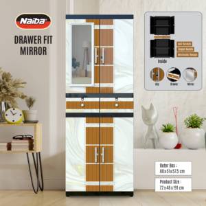 Large Capacity <b>Plastic</b> Wardrobe Cabinet with Drawers and <b>Mirror</b> Clothing Organizer Durable Knockdown Closet - Product Image 1
