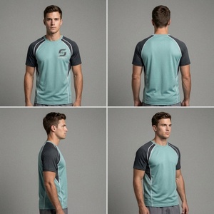 Mens Plus Size Summer Contrast Color Sports T-Shirt Crew Neck Short Sleeve <b>Knitted</b> 100% Polyester Custom Logo Teamwear - Product Image 2