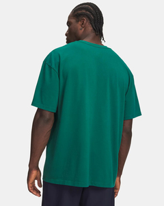 T-shirt en coton 100% à col roulé, coupe classique, vert, tricoté, manches courtes, bordure contrastante, teinture unie, logo personnalisé, style hip-hop, respirant - Product Image 2