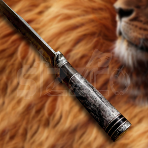 Custom Handmade Damascus Steel Bowie <b>Knife</b> with Lion King Engraved <b>Handle</b> & Leather Sheath Hunting Camping OEM Ideal Gift - Product Image 5