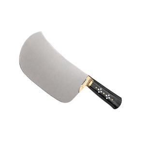 Cuchillo de carnicero profesional PK-MS de alta resistencia, hoja curva plateada, mango de madera negro, empuñadura dorada, cuchillos para cortar carne. - Product Image 4