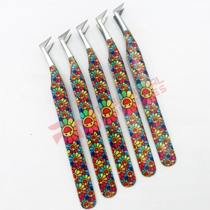 Pince à épiler professionnelle RMI à 90 degrés, revêtement papier, vente en gros, acier inoxydable de haute qualité, pour extensions de cils, pointue - Product Image 2