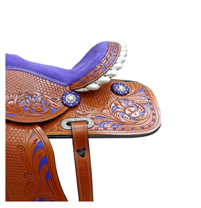 Selle de course western artisanale en cuir marron tout usage, fabriquée en Inde, durable et confortable - Product Image 4