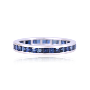 Anillo de Eternidad Cuadrado de Oro Blanco, Amarillo y Rosa de 18K con Esmeralda, Rubí y Zafiro, Joyería Fina con Piedras Preciosas para Aniversario de Bodas, a la Moda - Product Image 5