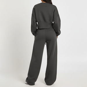 Ensemble de survêtement deux pièces en coton épais 100 % personnalisé OEM/ODM pour femme, avec dentelle, idéal pour l'hiver et le sport – Nouvelle Arrivée - Product Image 6
