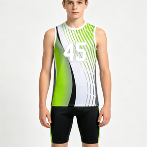 Camiseta de Voleibol Sublimada Verde y Blanca para Niños, Transpirable, de Secado Rápido, Ajustada, para Todas las Temporadas - Product Image 1