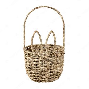 Panier de rangement vintage BUNNY TOTE géométrique pour Pâques, en jonc de mer et rotin, écologique, pour la décoration intérieure et l'utilisation quotidienne en pique-nique - Product Image 6
