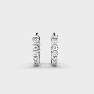 IGI Certified Lab Grown Round Diamond Inside Out Hoop <b>Earrings</b> <b>Solid</b> 925 Sterling <b>Silver</b> Diamond Huggie Hoop <b>Earrings</b> - Product Image 4