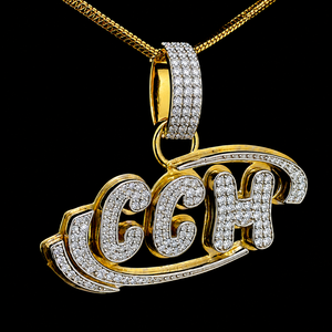 จี้ตัวอักษร CCH ดีไซน์เฉพาะตัว ชุบทอง 18K ประดับเพชรโมอิสซาไนต์เต็มเม็ด สไตล์ฮิปฮอป เครื่องประดับผู้ชาย ประดับเพชรแบบ Pave Setting ดีไซน์เก๋ - Product Image 4