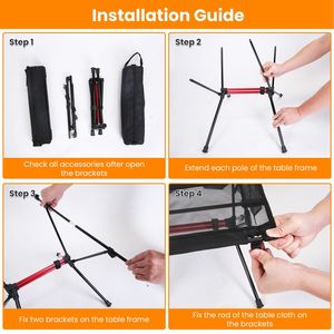 โต๊ะพับพกพาสำหรับตั้งแคมป์พร้อมโครงอะลูมิเนียมอัลลอยด์ ที่วางแก้ว 2 ช่อง กระเป๋าข้าง 2 ช่อง พร้อมกระเป๋าหิ้ว สำหรับปิกนิกและใช้บนชายหาด - Product Image 2