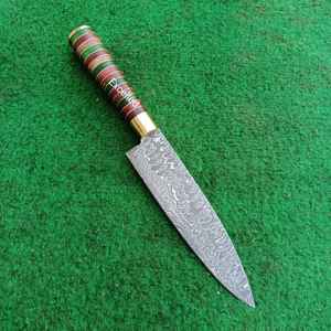 ออกแบบใหม่ที่กําหนดเองทําด้วยมือ 356 ชั้นดามัสกัสมีดเชฟหลายสี Pakka ไม้จับคมครัวมีดเชฟ - Product Image 2