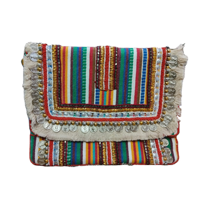 เก๋ไก๋ Boho กระเป๋าสะพายไหล่มีสไตล์ของผู้หญิงกระเป๋าถือผ้าฝ้ายความจุมากซับในปักลายเพชรมีซิปปิด - Product Image 1