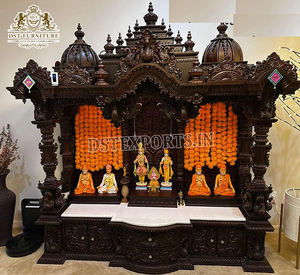 Gran Templo Swaminarayan Guruparam para el Hogar, Exclusivo Templo de Madera de Teca con Acabado Dorado y Blanco, Compre Pooja Ghar Tradicional Blanco de EE. UU. - Product Image 6
