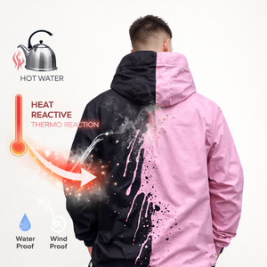 แจ็คเก็ตสีชมพูเปลี่ยนสีตามอุณหภูมิ สไตล์สตรีทแวร์ กันลม กันน้ำ สำหรับผู้ชาย - Product Image 4