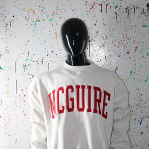 MCGUIRE ASH GREY <b>Mock</b> <b>Neck</b> Sweatshirt 100% RED Applique Embroidery wide <b>neck</b> Sweatshirt Finer Threads - Product Image 4