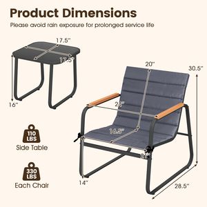 Set Bistrot da Esterno in 3 Pezzi, Set Conversazione in Tessuto per Patio - Product Image 5