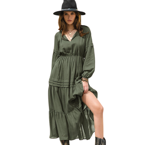 Vestido largo floral de manga corta para mujer, elegante vestido de corte en A - Product Image 1