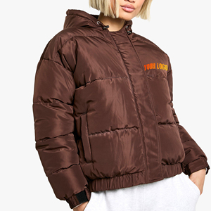 Women's Quilted Memory Fabric Winter Jacket Hooded Full Sleeves Solid Color Front <b>Zipper</b> Closure Detachable Sleeves Hat - Product Image 4